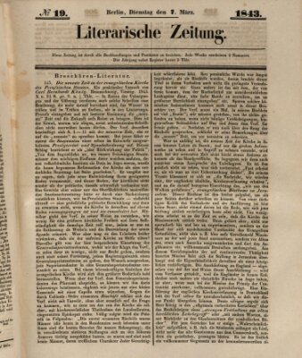 Literarische Zeitung Dienstag 7. März 1843