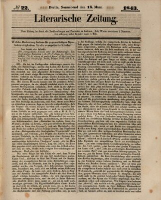 Literarische Zeitung Samstag 18. März 1843