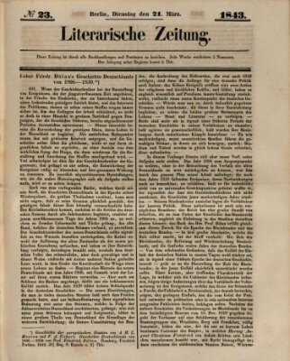 Literarische Zeitung Dienstag 21. März 1843