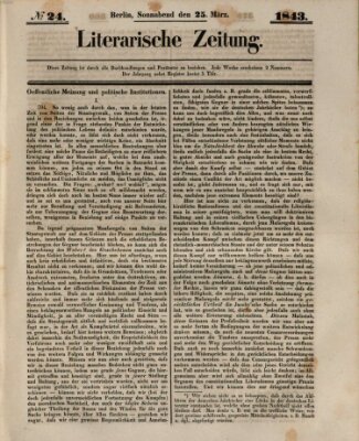 Literarische Zeitung Samstag 25. März 1843