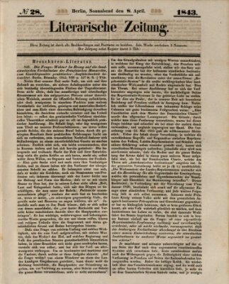 Literarische Zeitung Samstag 8. April 1843