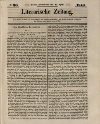 Literarische Zeitung Samstag 15. April 1843