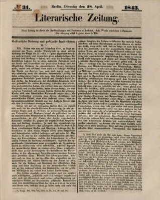 Literarische Zeitung Dienstag 18. April 1843