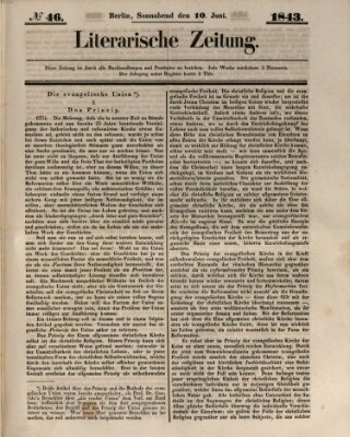 Literarische Zeitung Samstag 10. Juni 1843