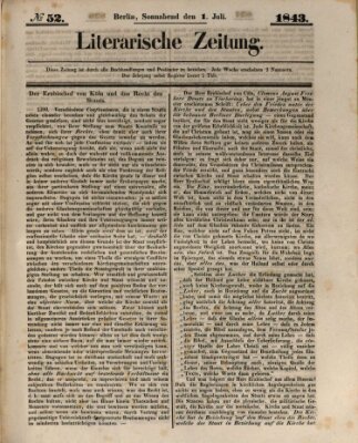 Literarische Zeitung Samstag 1. Juli 1843