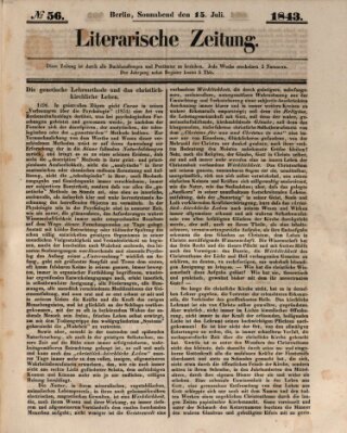 Literarische Zeitung Samstag 15. Juli 1843