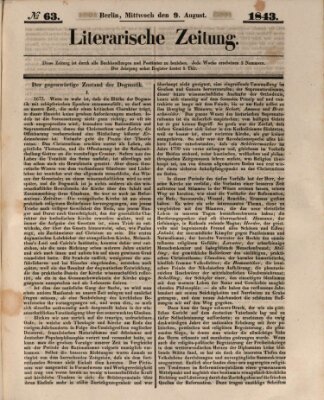 Literarische Zeitung Mittwoch 9. August 1843