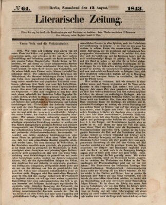 Literarische Zeitung Samstag 12. August 1843