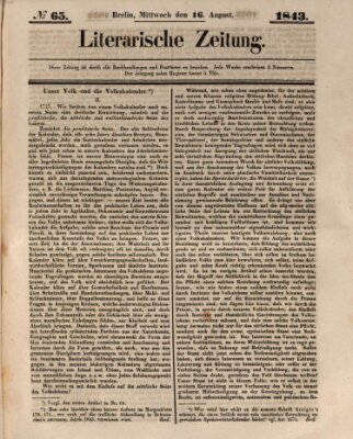 Literarische Zeitung Mittwoch 16. August 1843