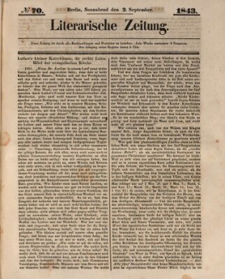 Literarische Zeitung Samstag 2. September 1843