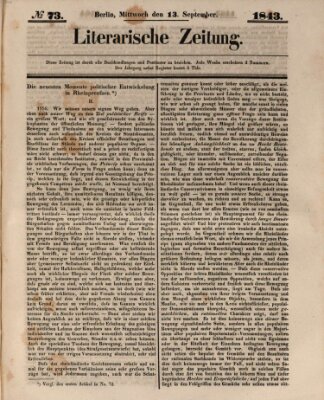 Literarische Zeitung Mittwoch 13. September 1843