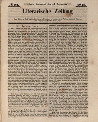 Literarische Zeitung Samstag 16. September 1843