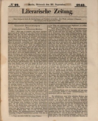 Literarische Zeitung Mittwoch 27. September 1843