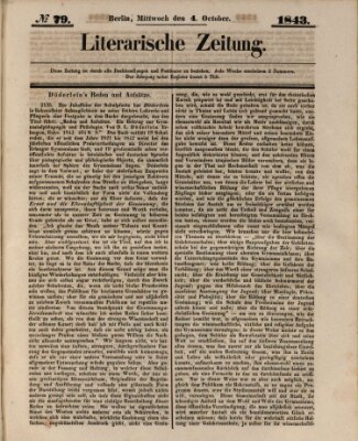 Literarische Zeitung Mittwoch 4. Oktober 1843