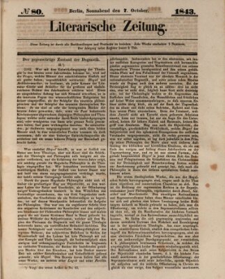 Literarische Zeitung Samstag 7. Oktober 1843