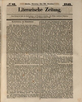 Literarische Zeitung Dienstag 31. Oktober 1843