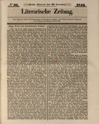 Literarische Zeitung Mittwoch 22. November 1843