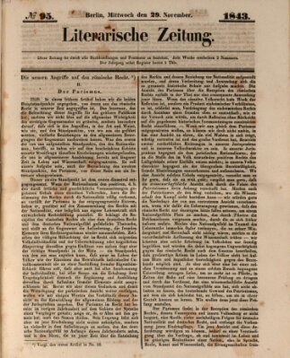 Literarische Zeitung Mittwoch 29. November 1843