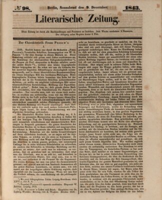 Literarische Zeitung Samstag 9. Dezember 1843