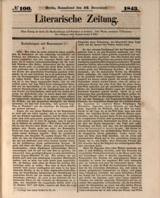 Literarische Zeitung Samstag 16. Dezember 1843