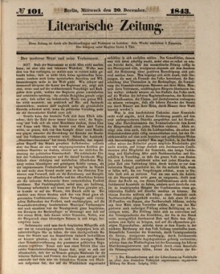 Literarische Zeitung Mittwoch 20. Dezember 1843