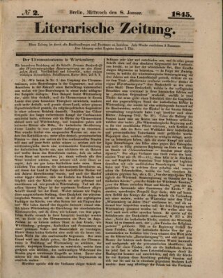 Literarische Zeitung Mittwoch 8. Januar 1845