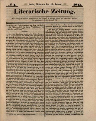 Literarische Zeitung Mittwoch 15. Januar 1845