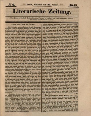 Literarische Zeitung Mittwoch 22. Januar 1845