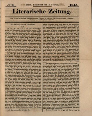 Literarische Zeitung Samstag 1. Februar 1845