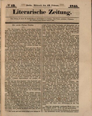 Literarische Zeitung Mittwoch 12. Februar 1845