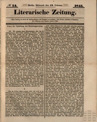 Literarische Zeitung Mittwoch 19. Februar 1845