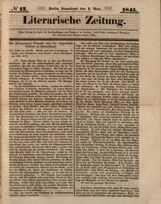 Literarische Zeitung Samstag 1. März 1845