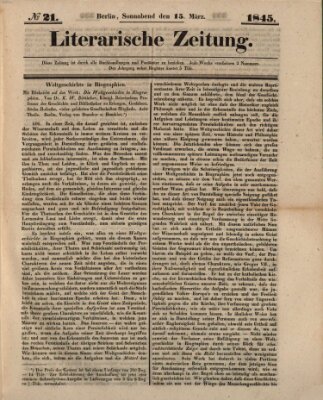 Literarische Zeitung Samstag 15. März 1845