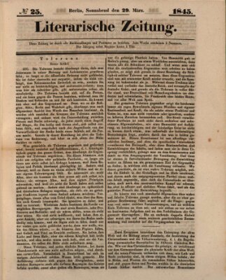 Literarische Zeitung Samstag 29. März 1845