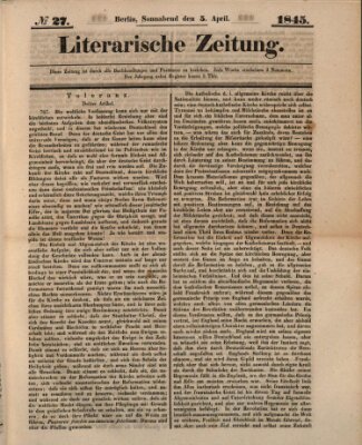 Literarische Zeitung Samstag 5. April 1845