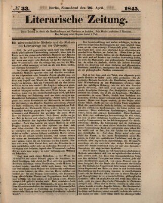 Literarische Zeitung Samstag 26. April 1845