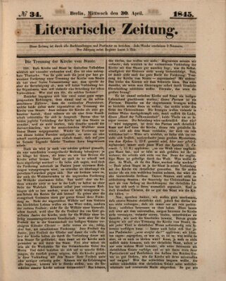 Literarische Zeitung Mittwoch 30. April 1845