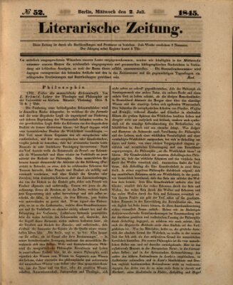 Literarische Zeitung Mittwoch 2. Juli 1845