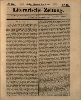 Literarische Zeitung Mittwoch 9. Juli 1845