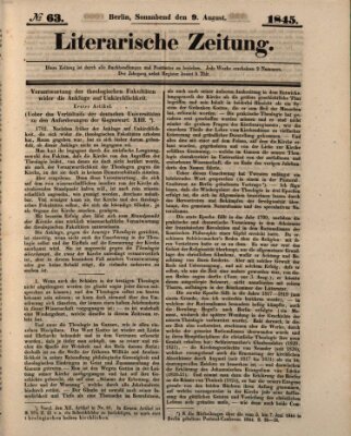 Literarische Zeitung Samstag 9. August 1845