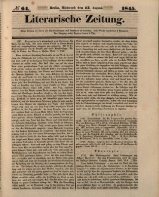 Literarische Zeitung Mittwoch 13. August 1845