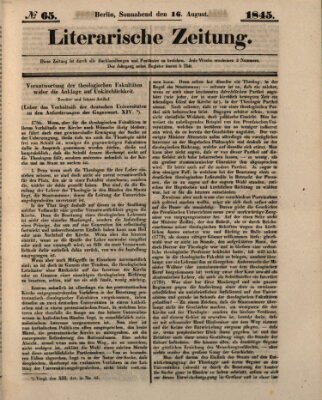 Literarische Zeitung Samstag 16. August 1845