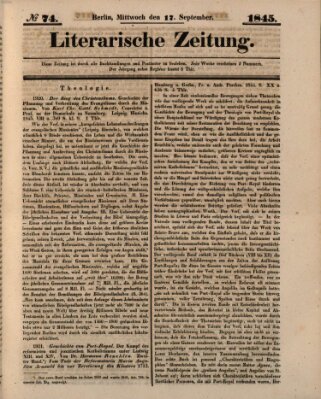 Literarische Zeitung Mittwoch 17. September 1845