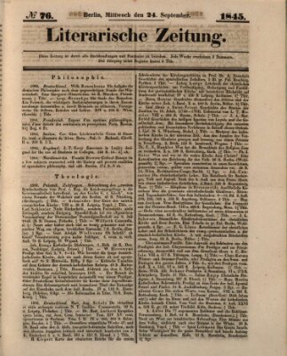 Literarische Zeitung Mittwoch 24. September 1845