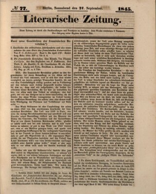 Literarische Zeitung Samstag 27. September 1845