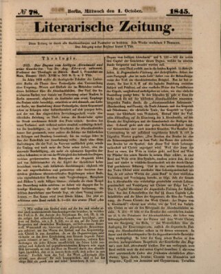 Literarische Zeitung Mittwoch 1. Oktober 1845