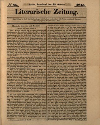 Literarische Zeitung Samstag 25. Oktober 1845