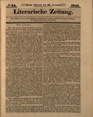 Literarische Zeitung Mittwoch 26. November 1845