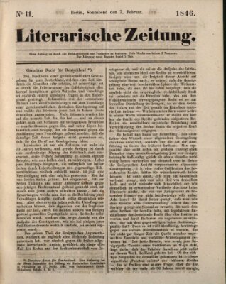 Literarische Zeitung Samstag 7. Februar 1846