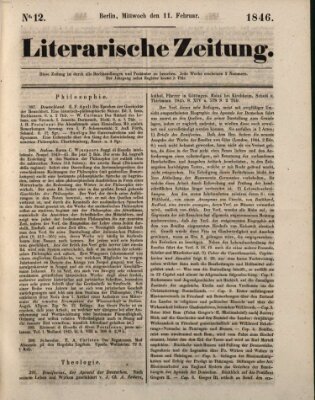 Literarische Zeitung Mittwoch 11. Februar 1846